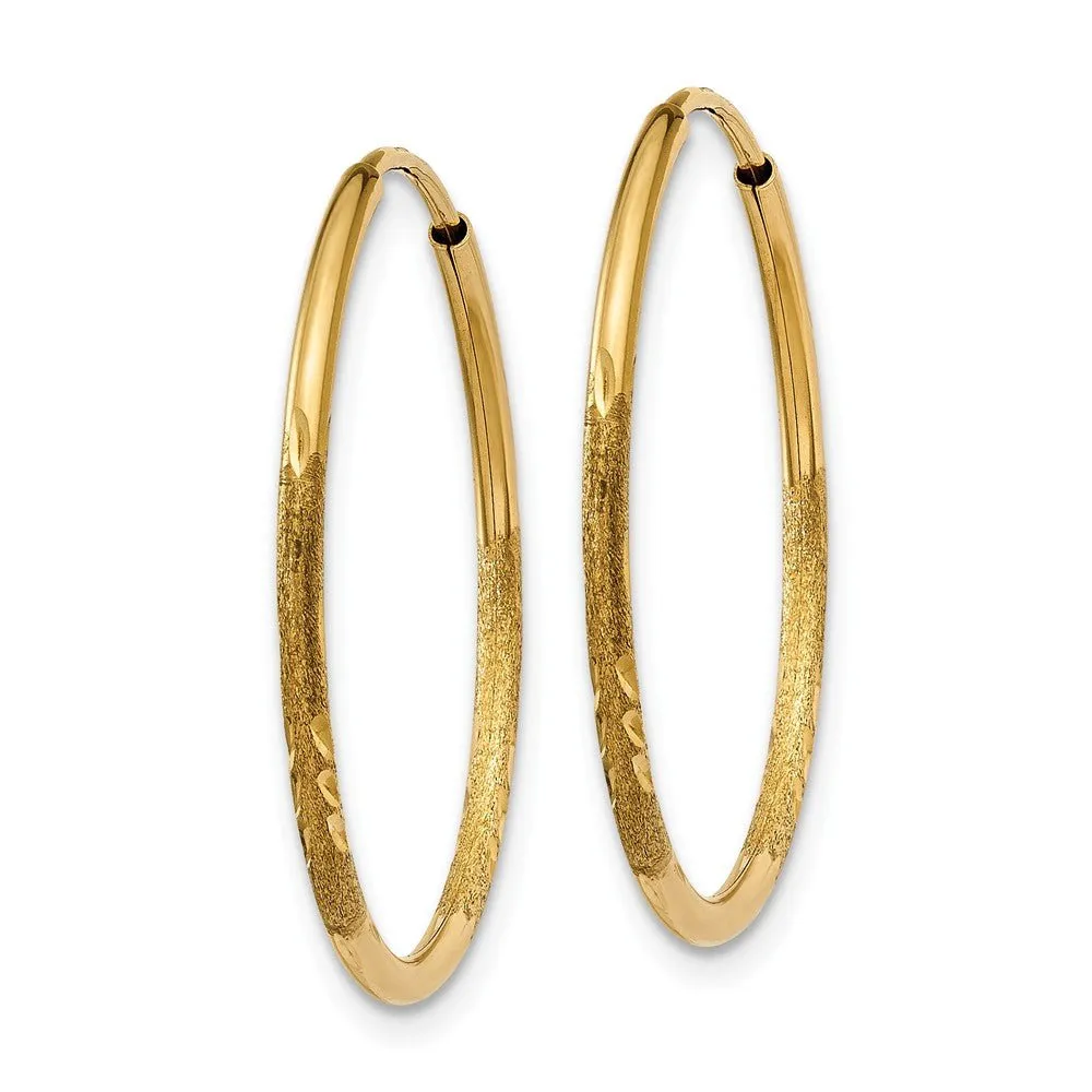 1.25mm, 14k Gold, Diamond-cut Endless Hoops, 22mm (7/8 Inch)