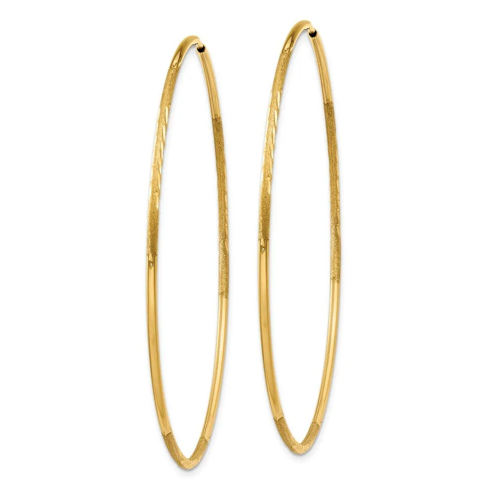 1.25mm, 14k Gold, Diamond-cut Endless Hoops, 54mm (2 1/8 Inch)