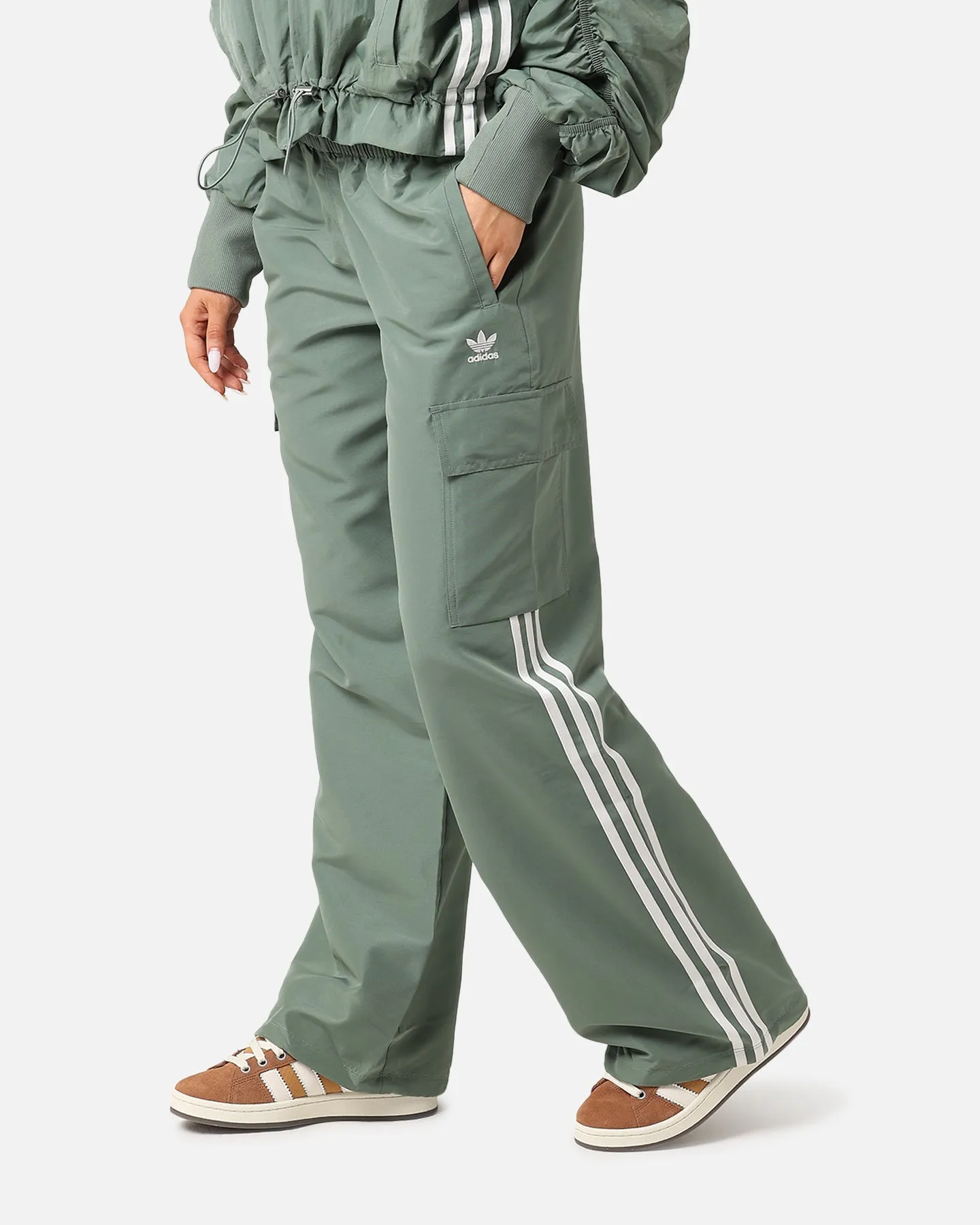 Adidas Women's 3 Stripes Cargo Pants Trace Green