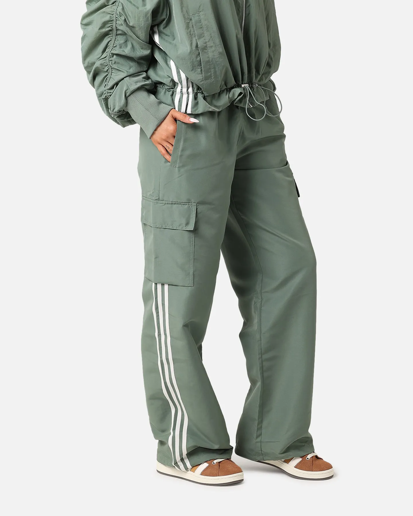 Adidas Women's 3 Stripes Cargo Pants Trace Green