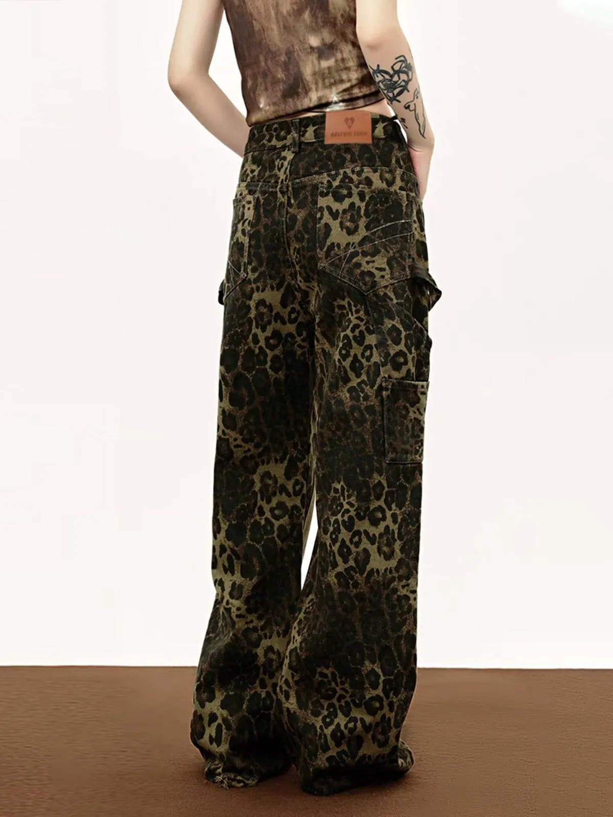 Aelfric Eden Leopard Print Patchwork Jeans