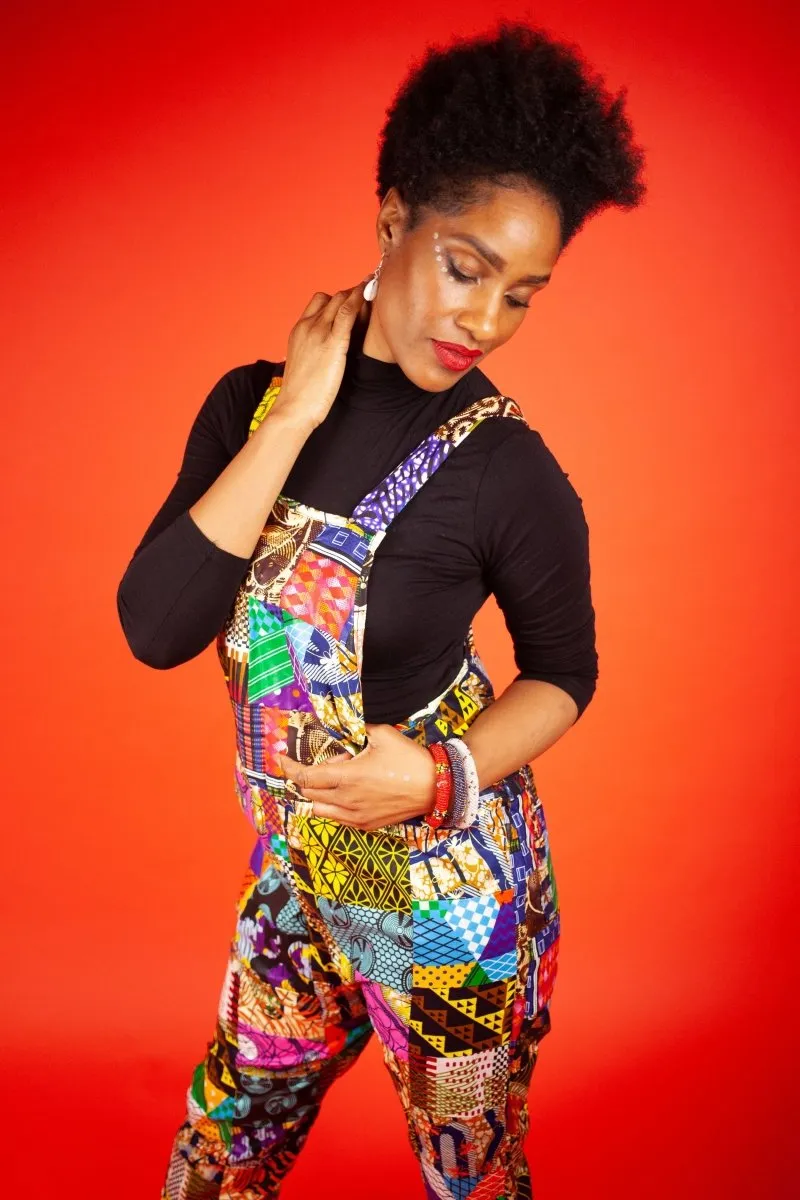 African Dungarees In Unique Patchwork