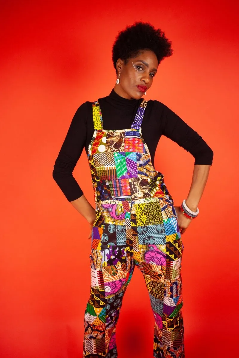 African Dungarees In Unique Patchwork