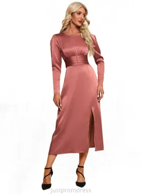 Alivia Scoop Elegant A-line Satin Midi Dresses HHP0022453