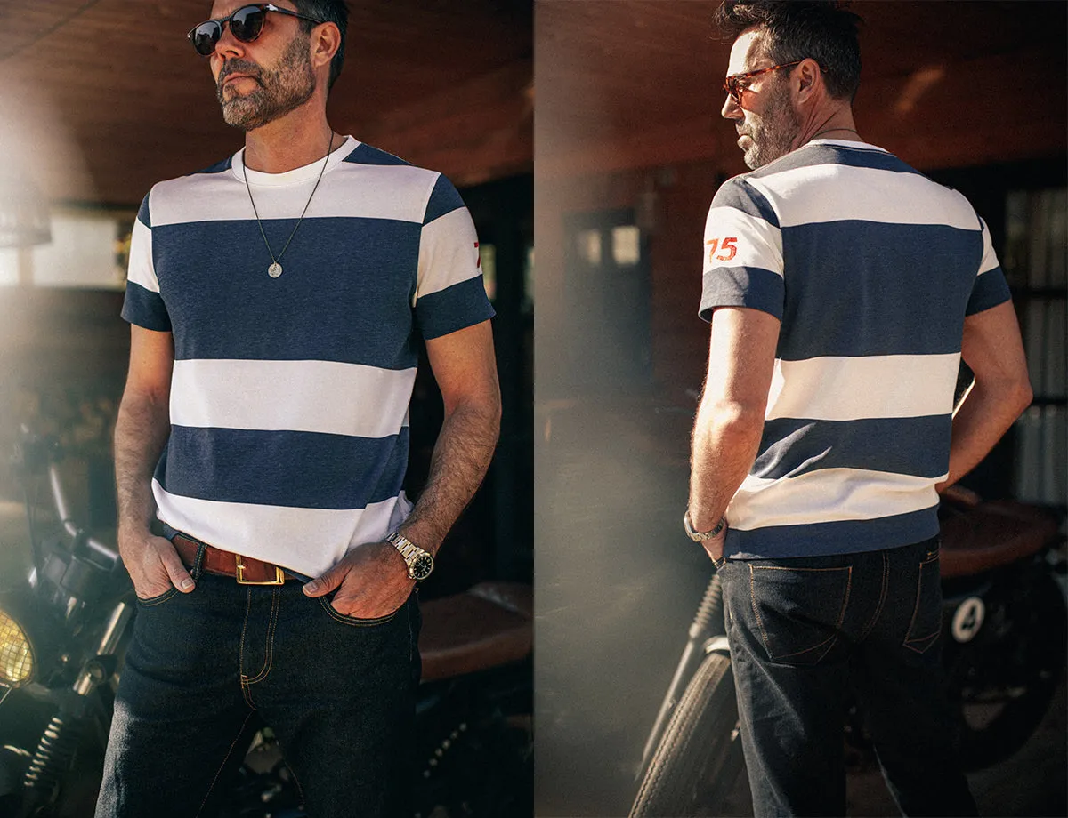 &SONS 75 T-Shirt Indigo Stripe