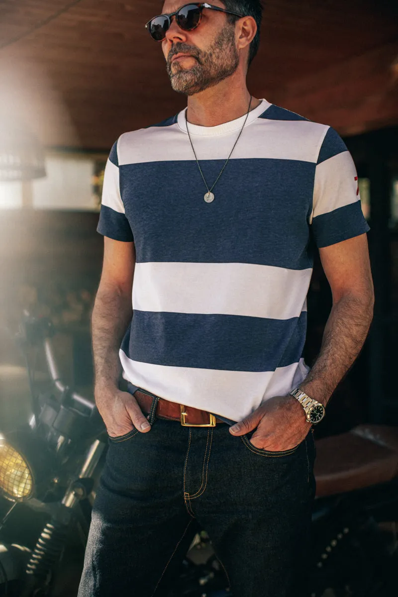 &SONS 75 T-Shirt Indigo Stripe