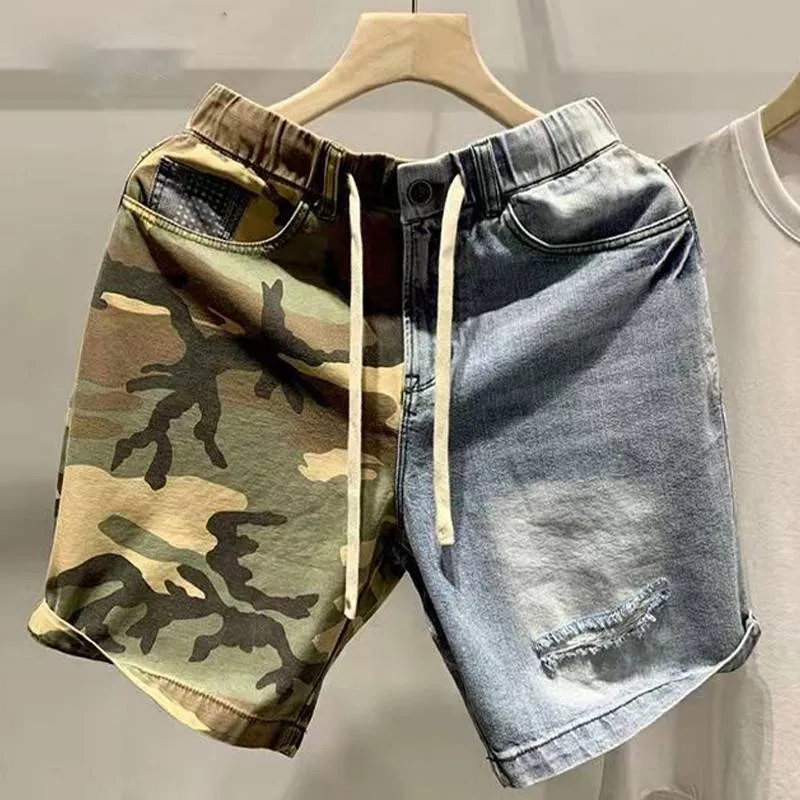 Army Simple Pattern Short Jeans