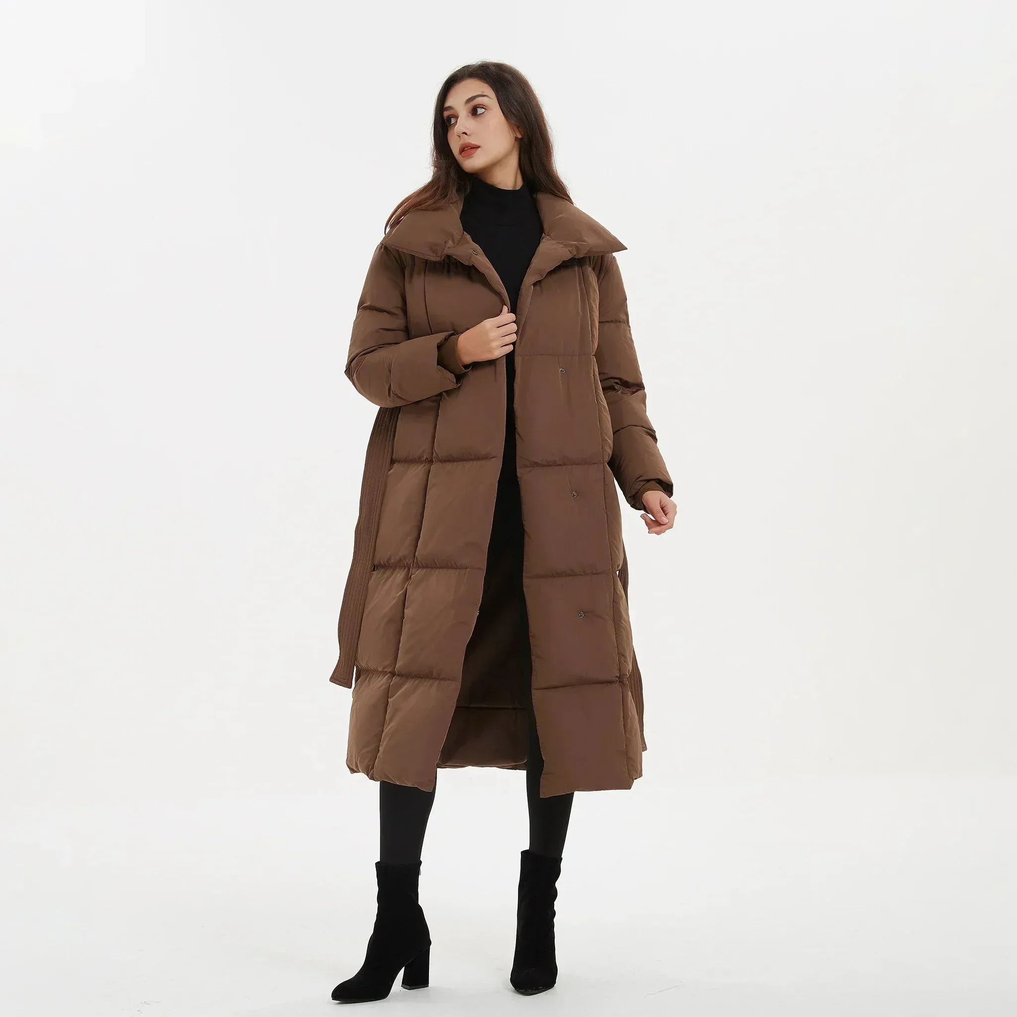 Belted Long Puffer Coat