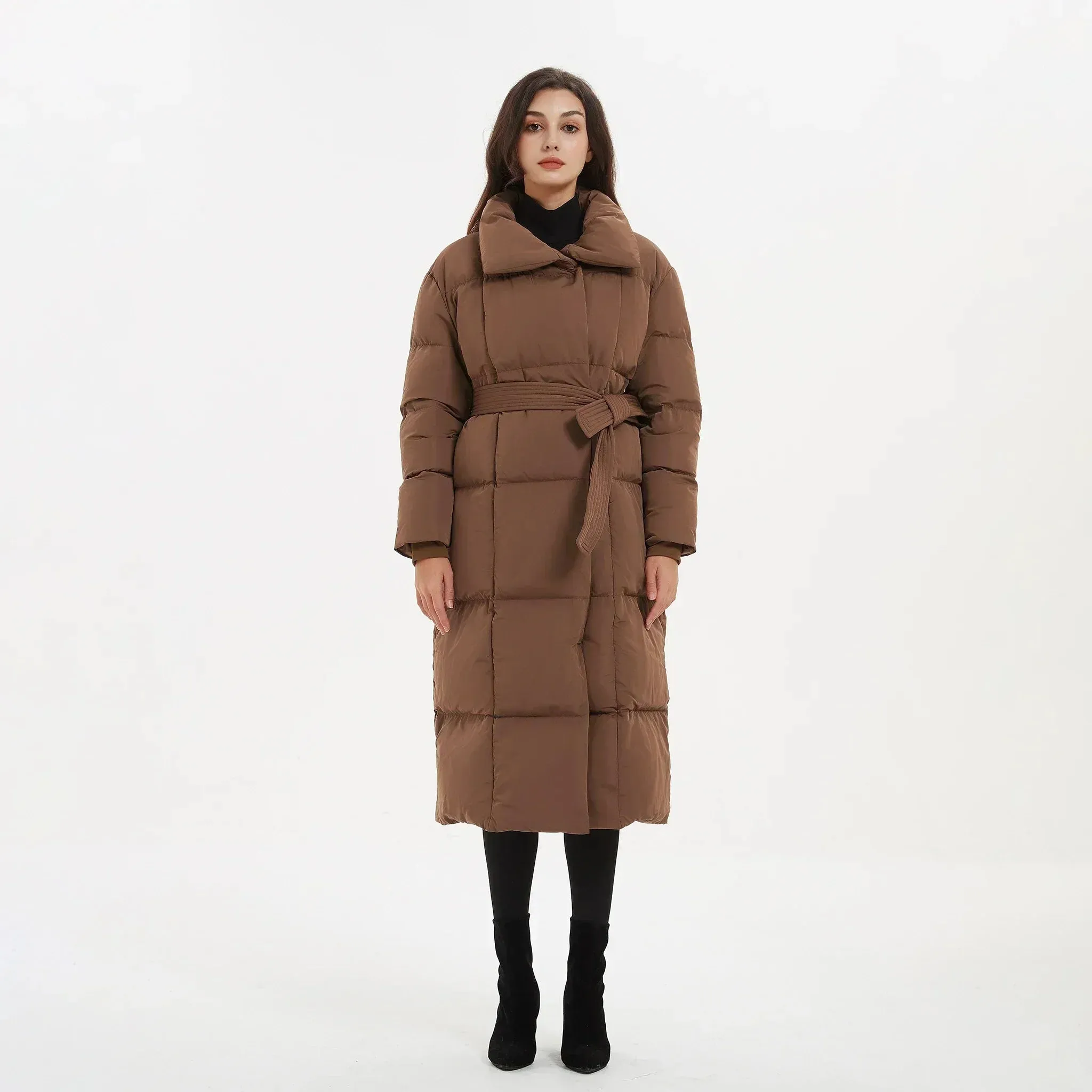 Belted Long Puffer Coat