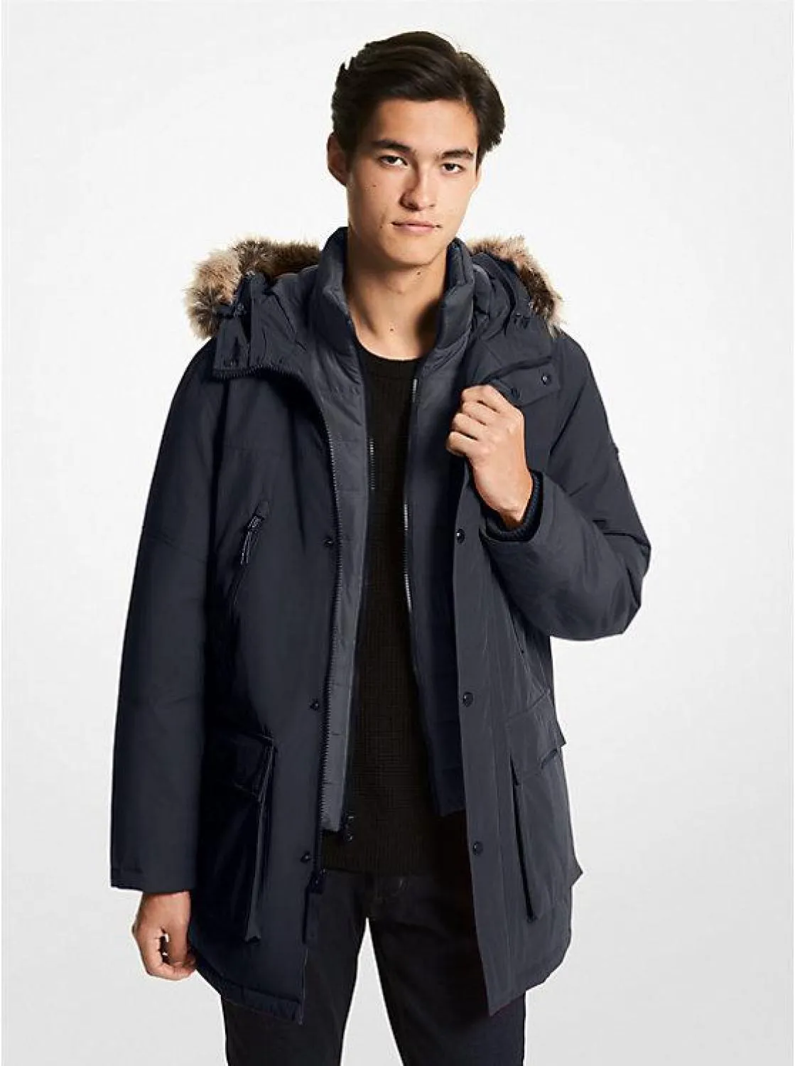 Benson Faux Fur Trim Woven Parka