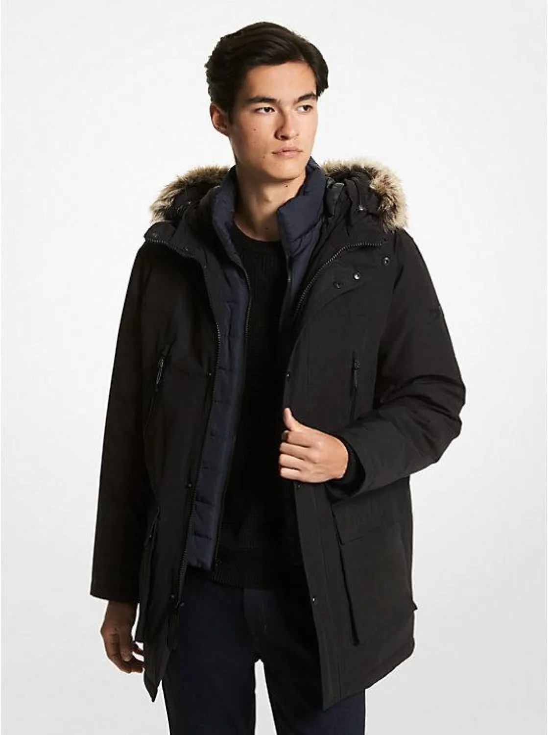 Benson Faux Fur Trim Woven Parka