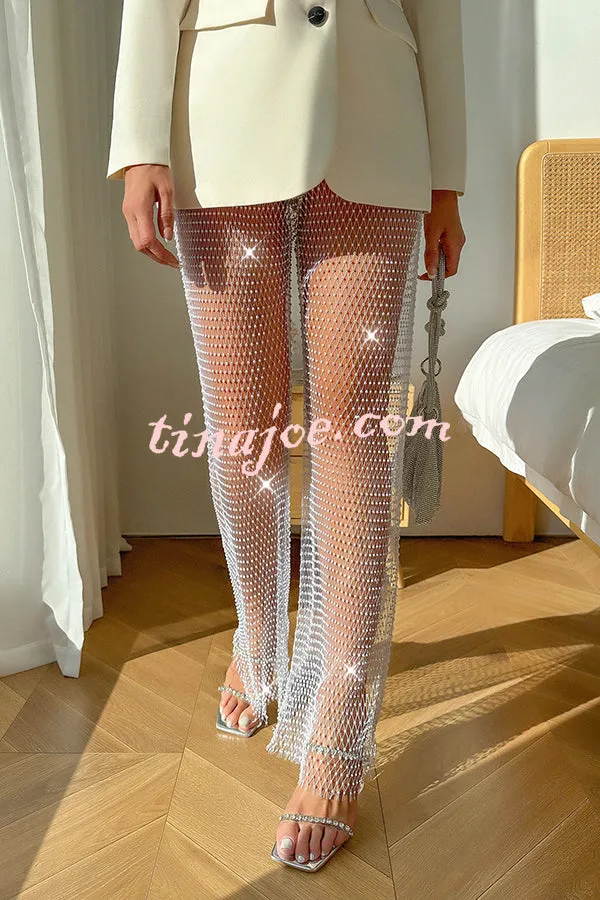 Best Layering Items Diamond Mesh Elastic Waistband Wide Leg Pants