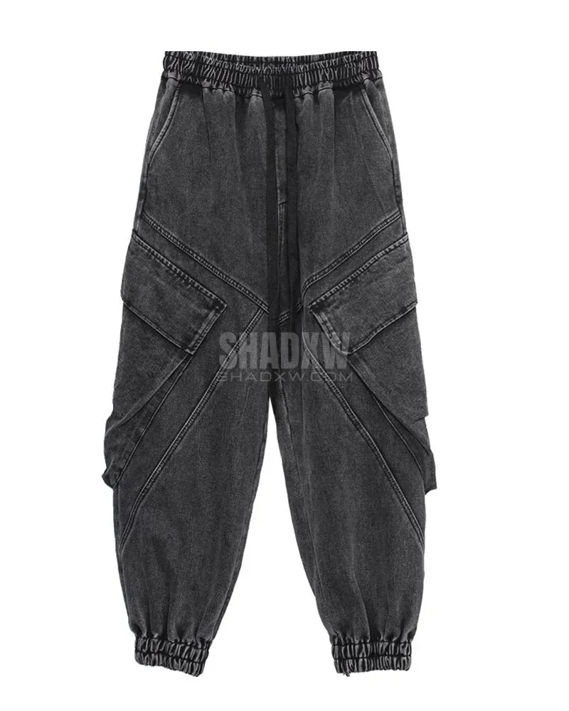 Black Denim Cargo Pants