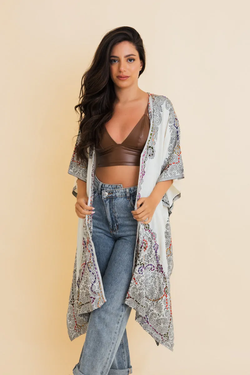 Bohemian Artisan Stitch Tapestry Kimono