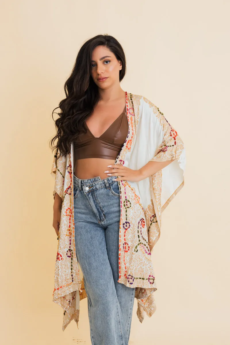 Bohemian Artisan Stitch Tapestry Kimono