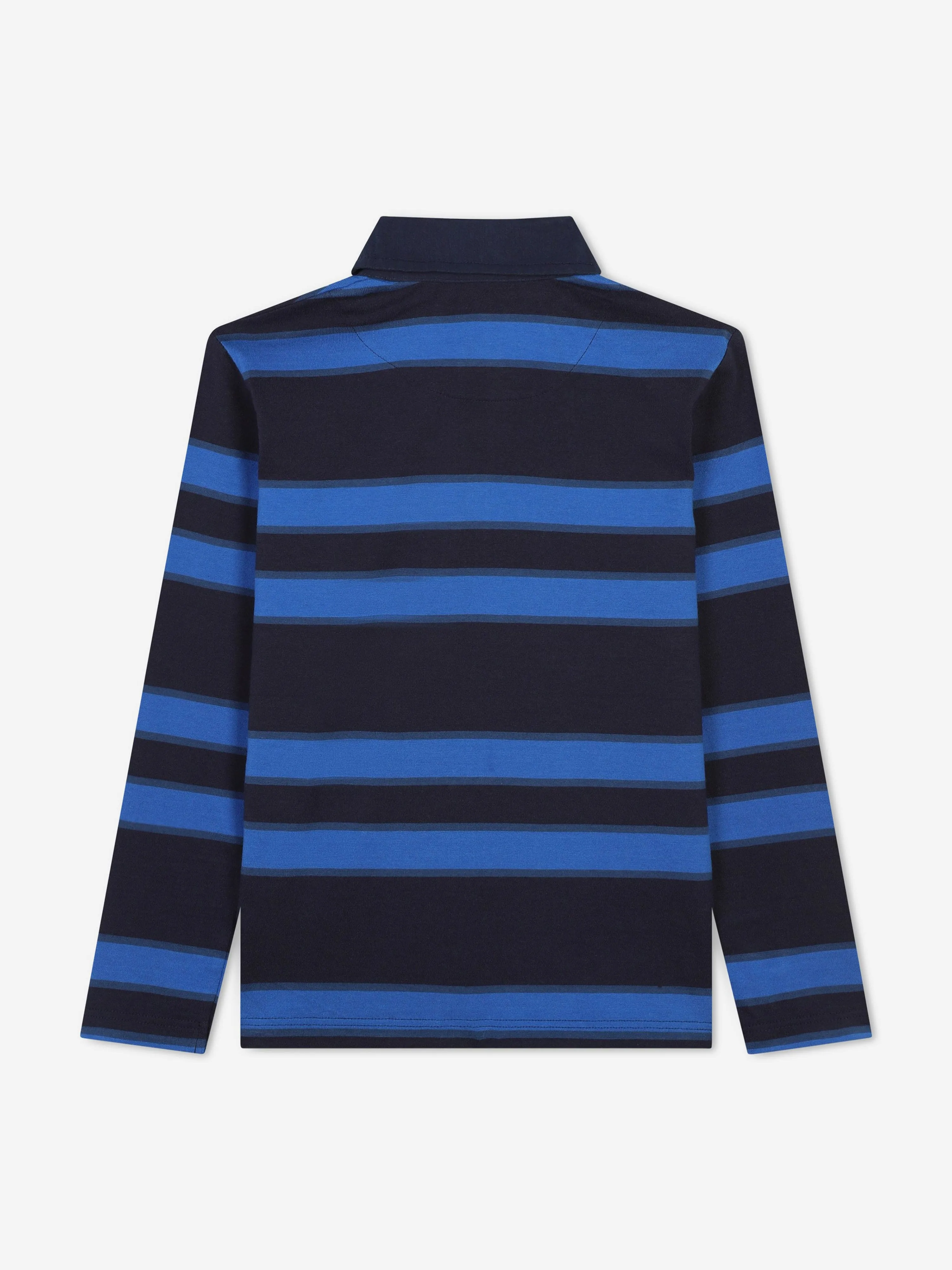 BOSS Boys Striped Long Sleeve Polo Shirt in Navy