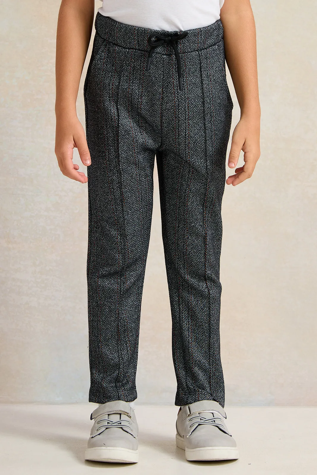 Boys Charcoal Coordinate Jacquard Pants