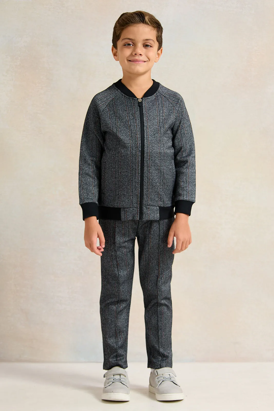 Boys Charcoal Coordinate Jacquard Pants