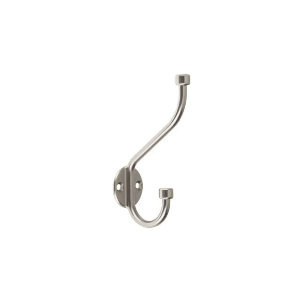 Brushed Nickel Double Post Utility Hook, Wall Hook, Metal Hook - Nickel