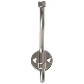 Brushed Nickel Double Post Utility Hook, Wall Hook, Metal Hook - Nickel