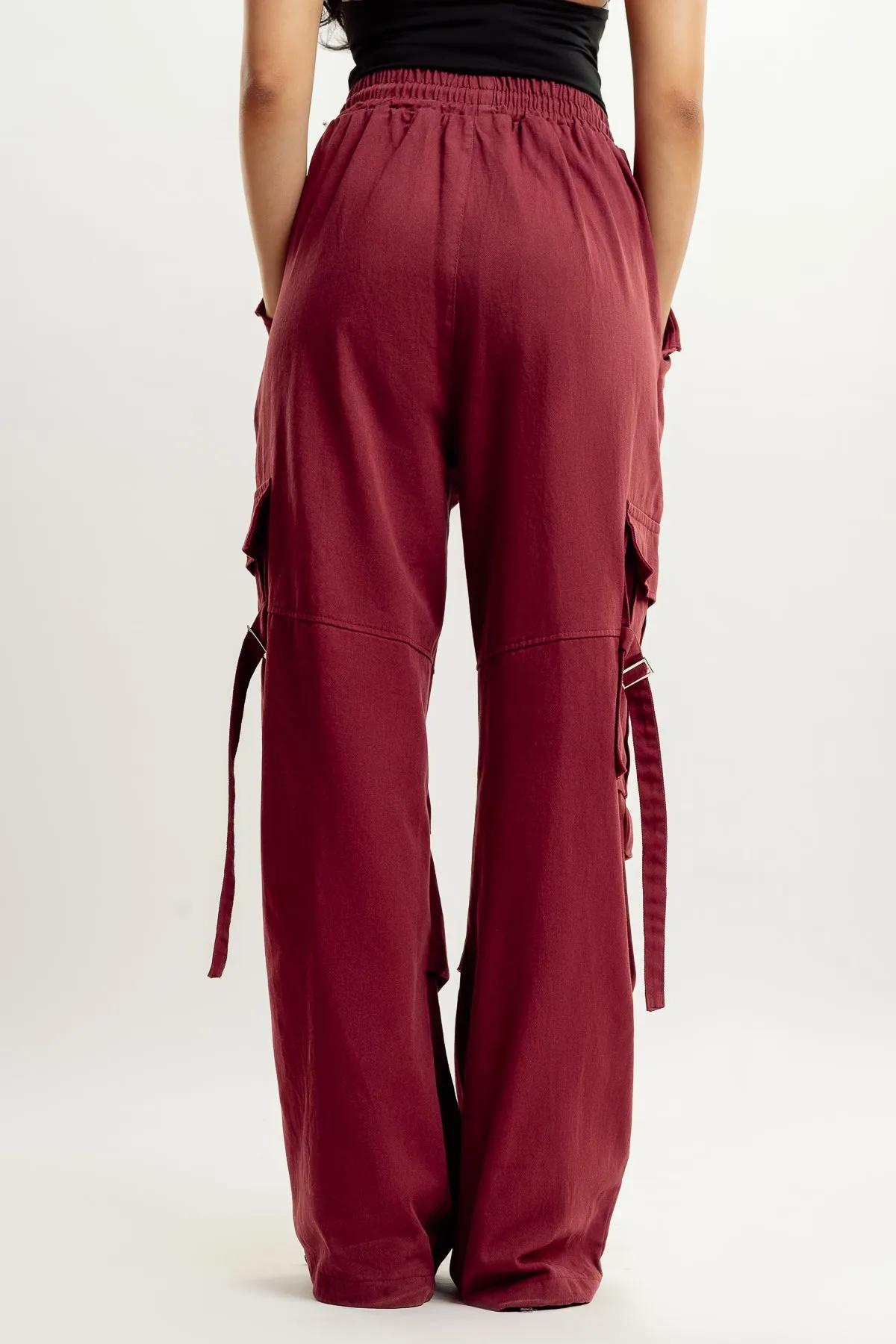 Burgundy Street Style Cargo Pant