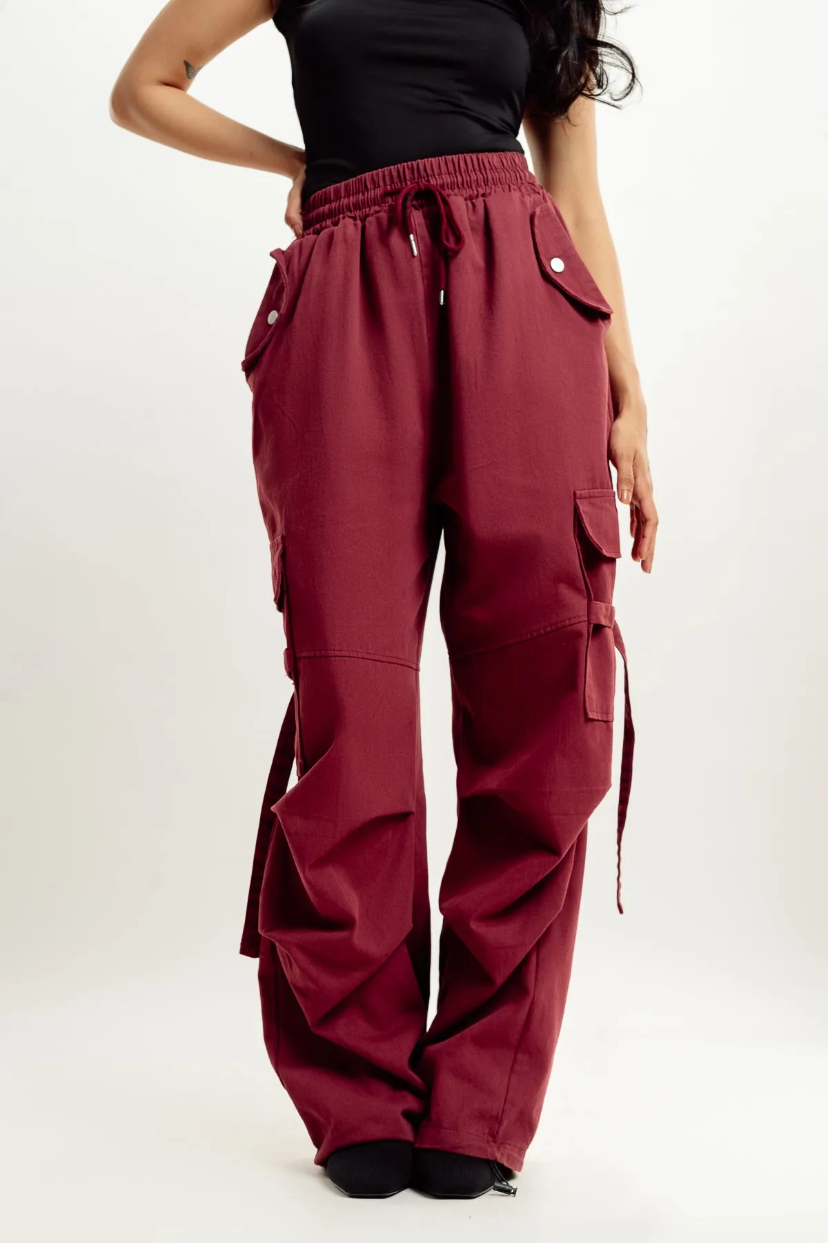 Burgundy Street Style Cargo Pant