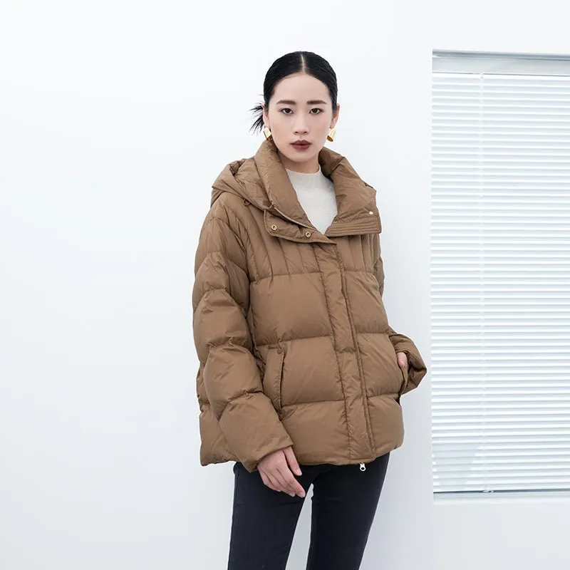 Camel Short Oversize Winter Down Jacket