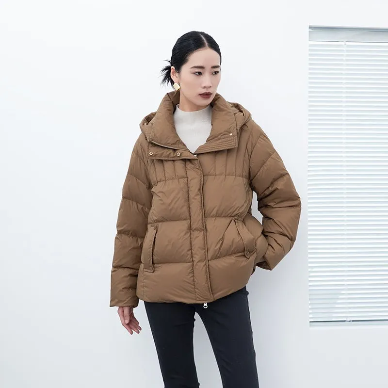 Camel Short Oversize Winter Down Jacket