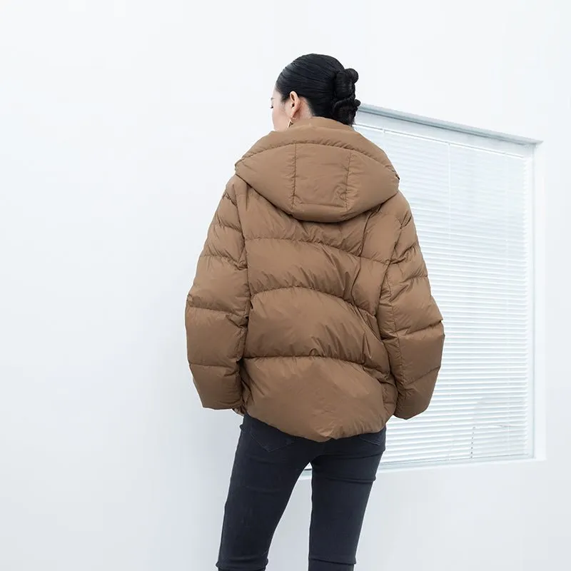 Camel Short Oversize Winter Down Jacket