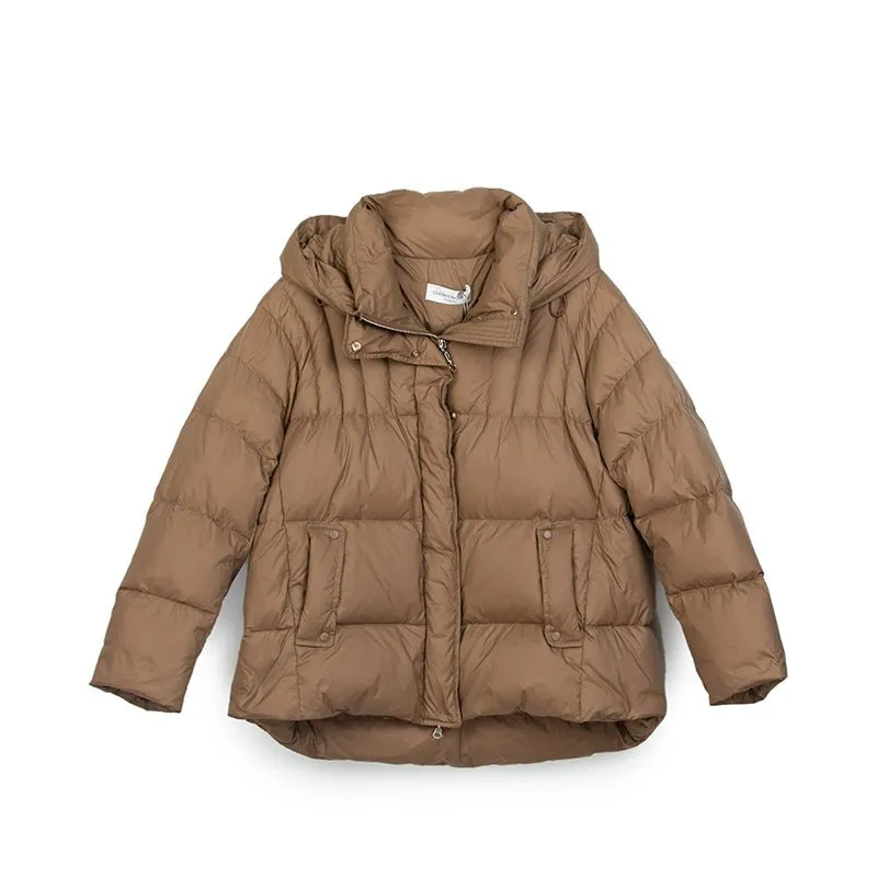 Camel Short Oversize Winter Down Jacket