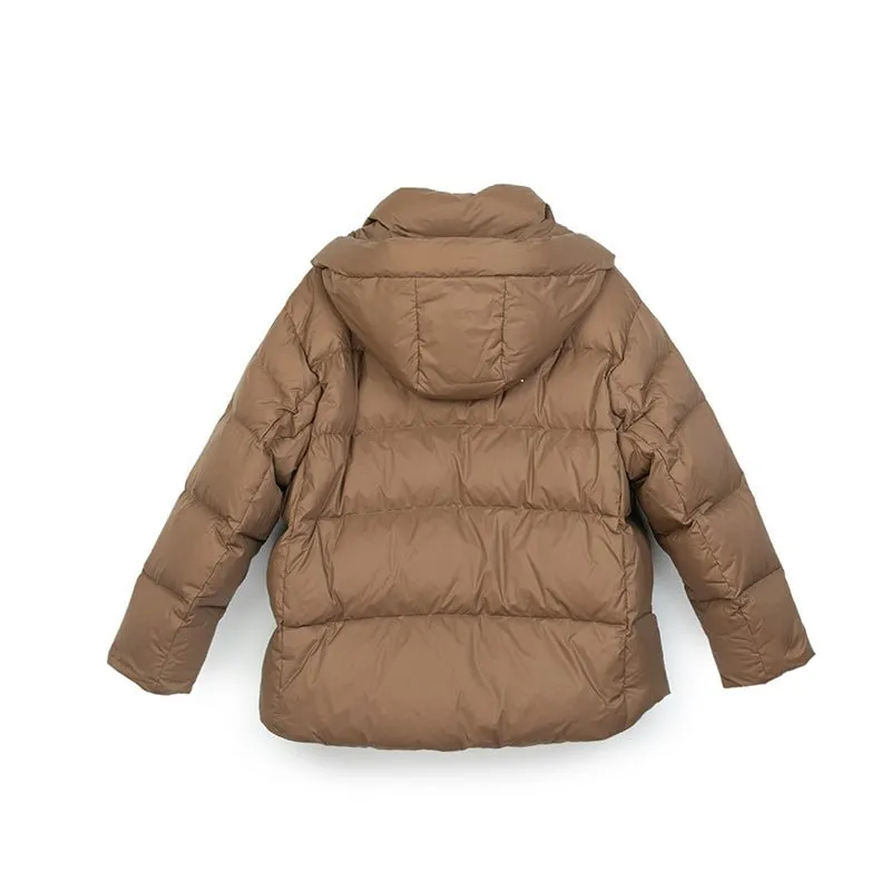 Camel Short Oversize Winter Down Jacket