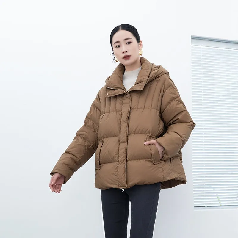 Camel Short Oversize Winter Down Jacket