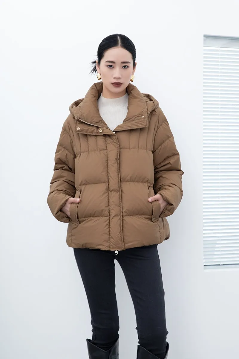 Camel Short Oversize Winter Down Jacket