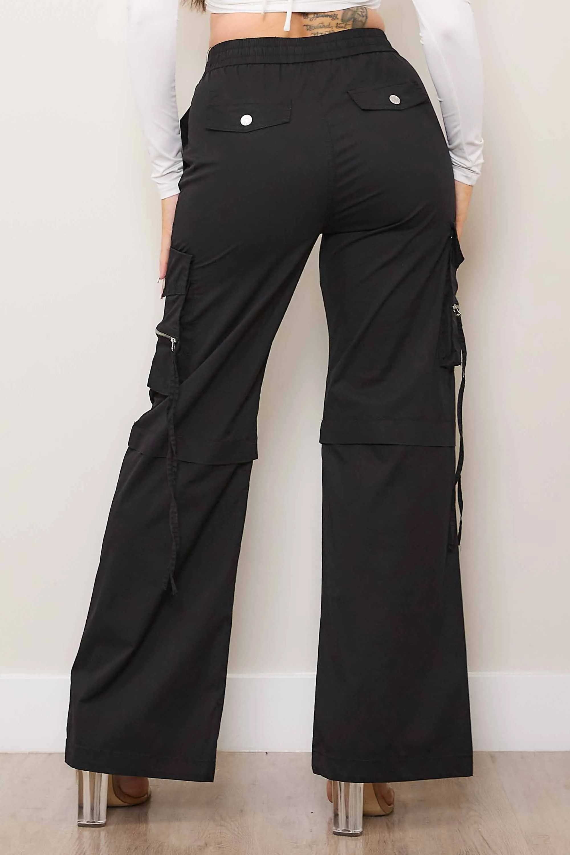 Color Cargo Pants with Zip Front Slit