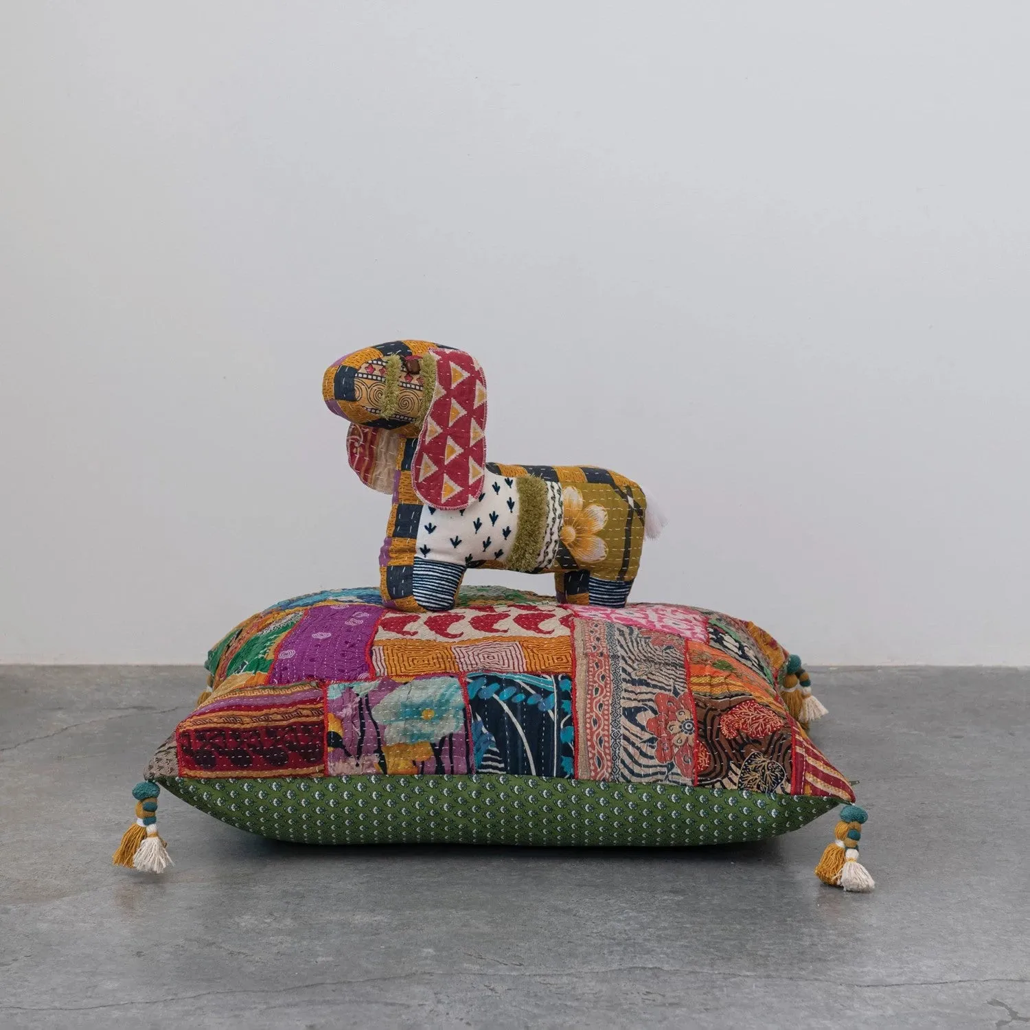 Cotton Kantha Dog Shaped Pillow