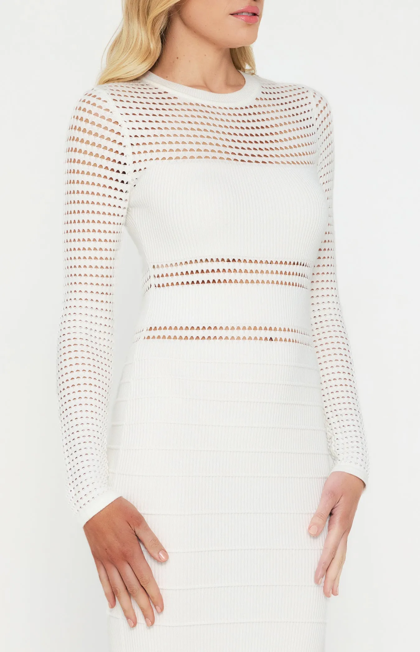 Crochet Contrast Panel Knot Midi Dress