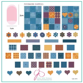 Denim Patchwork (CjS-273) Steel Nail Art Stamping Plate