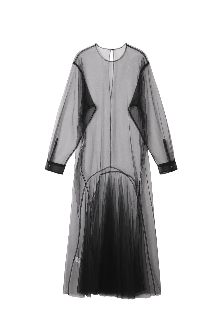 Dress / JNBY Mesh Round Neck Long Sleeve Dress