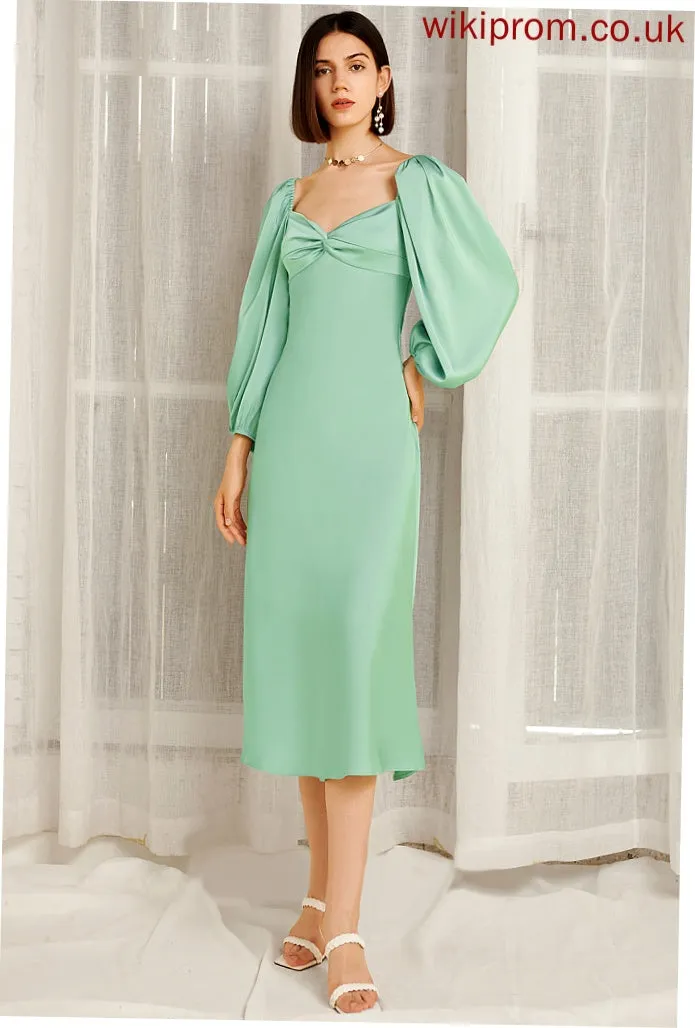 Dresses Cotton Blends Neck Square A-line Sleeves Elegant Midi Club Dresses Long Amari