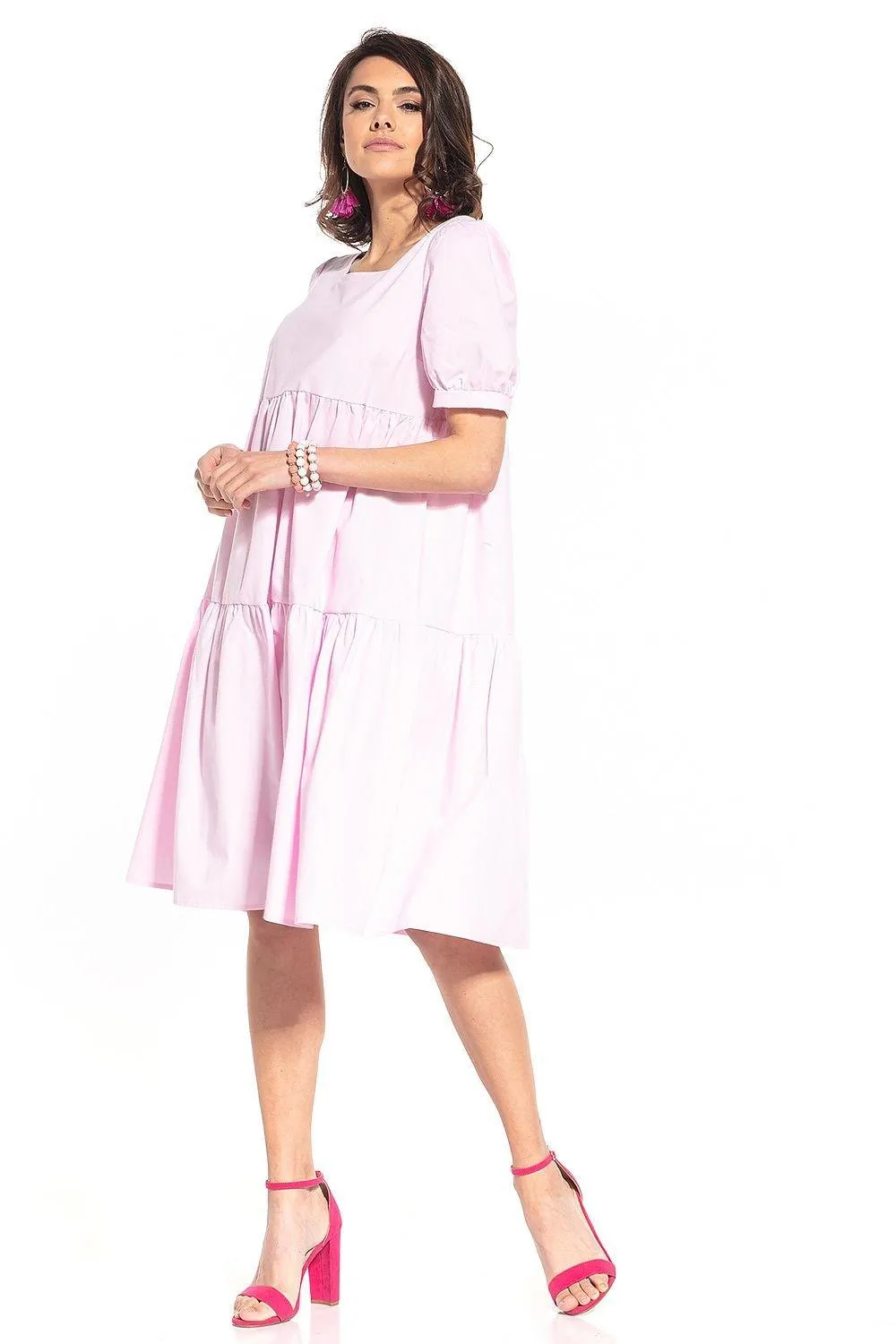 Elegant Boatneck Cotton Midi Dress