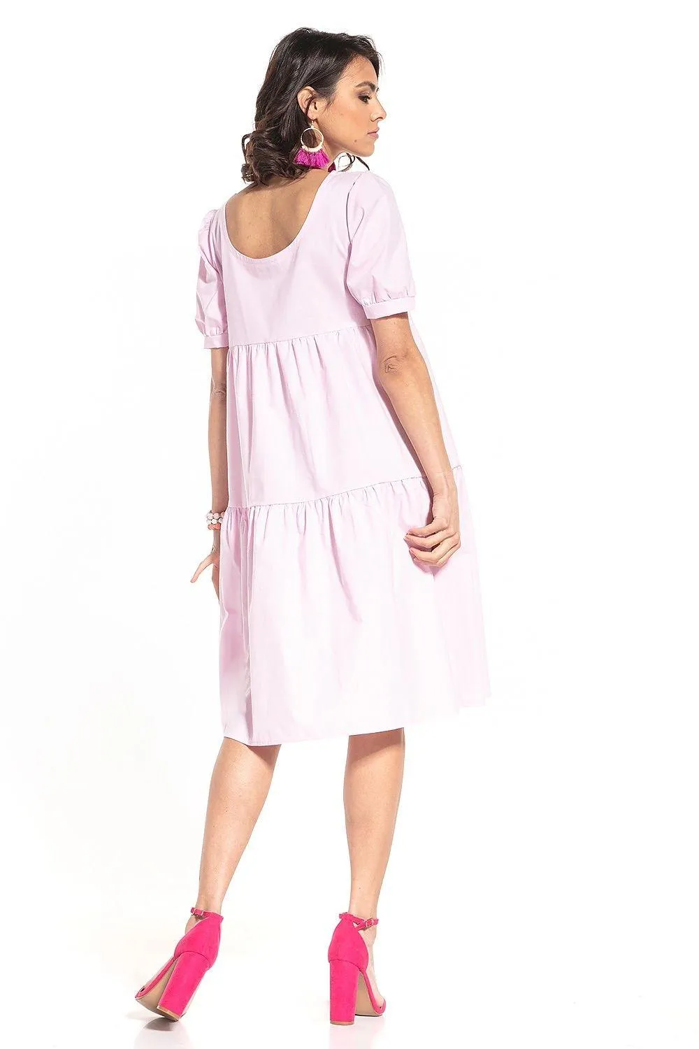 Elegant Boatneck Cotton Midi Dress