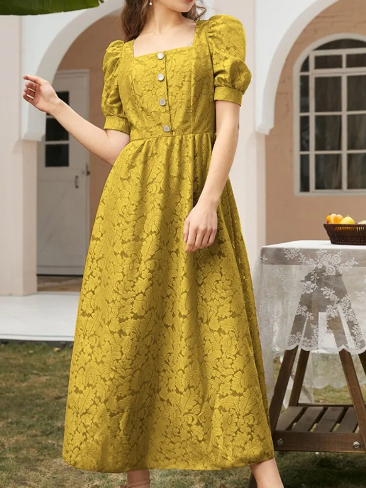 Elegant Party Dresses for Women 2023 Summer New French Lady Lace Dress Stylish Puff Sleeve Maxi Dress Formal Occasion Dresses