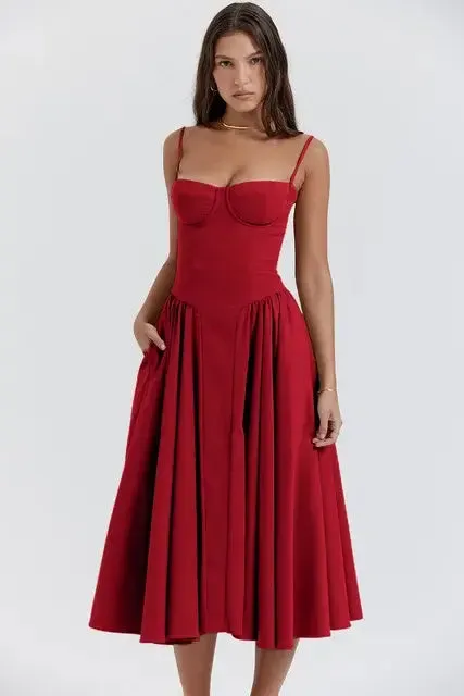 Elegant Spaghetti Strap Midi