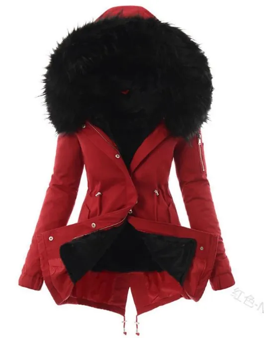 Faux Fur Lined Winter Parka - Black Hooded Coat with Fur Trim