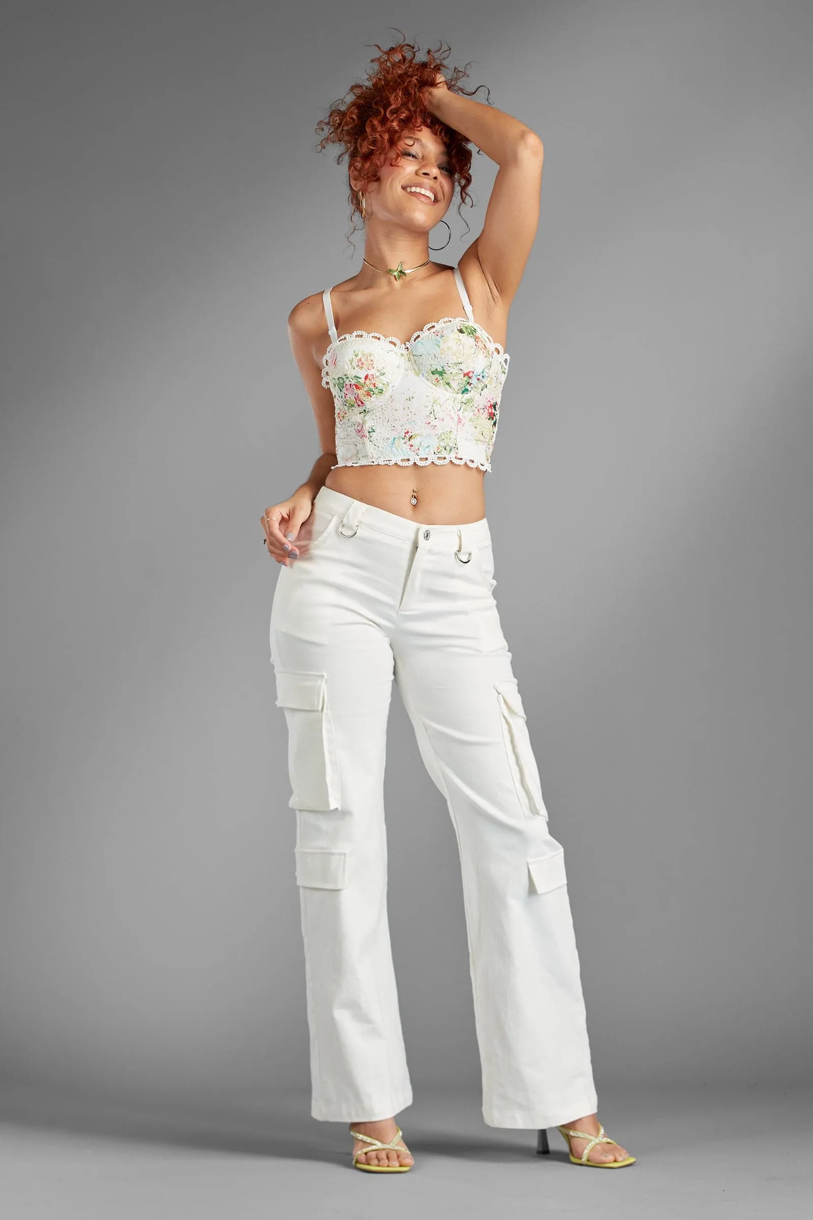 First Impression White Dress Low Rise Cargo Pants