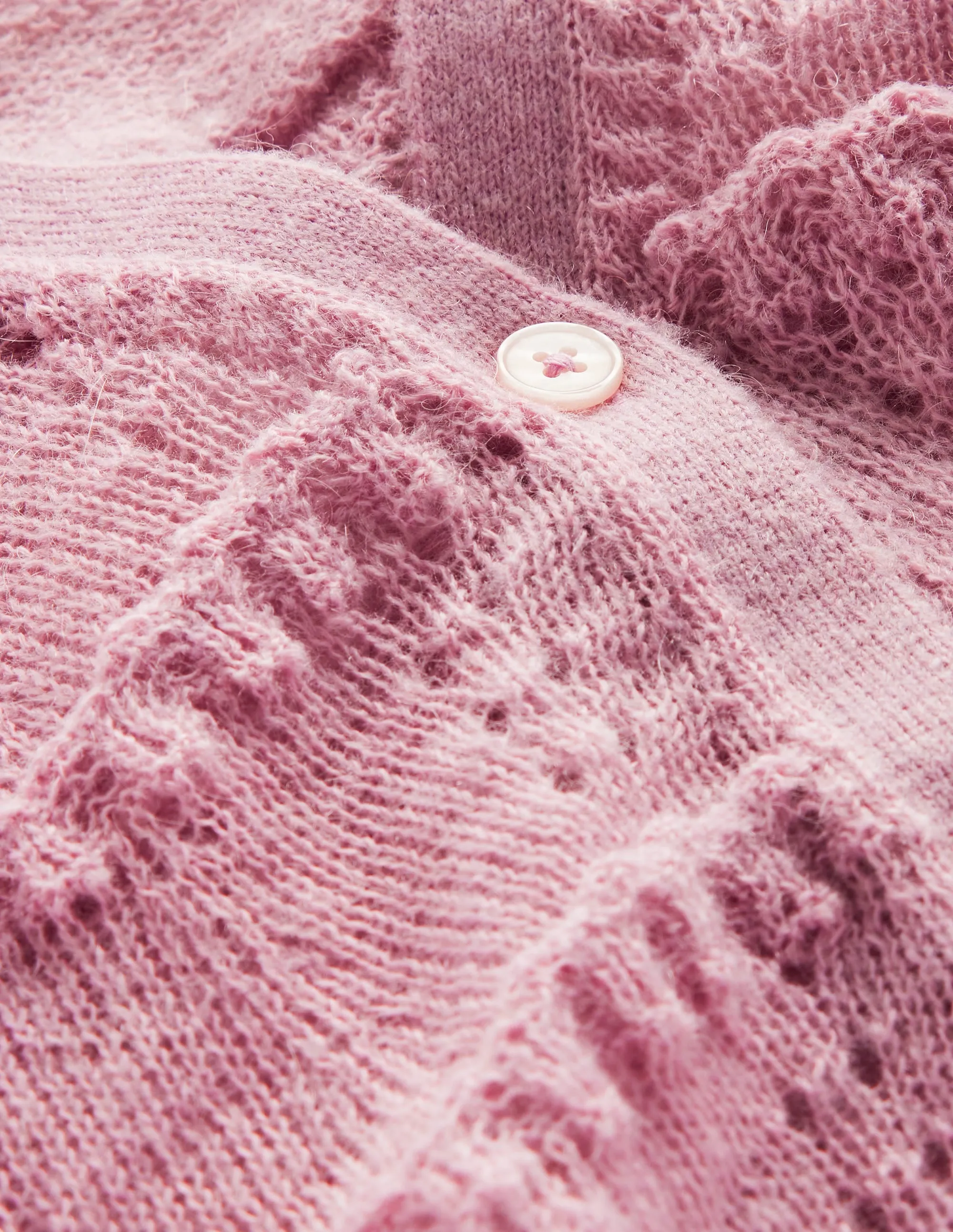 Fluffy Pointelle Cardigan-Spring Blossom Pink