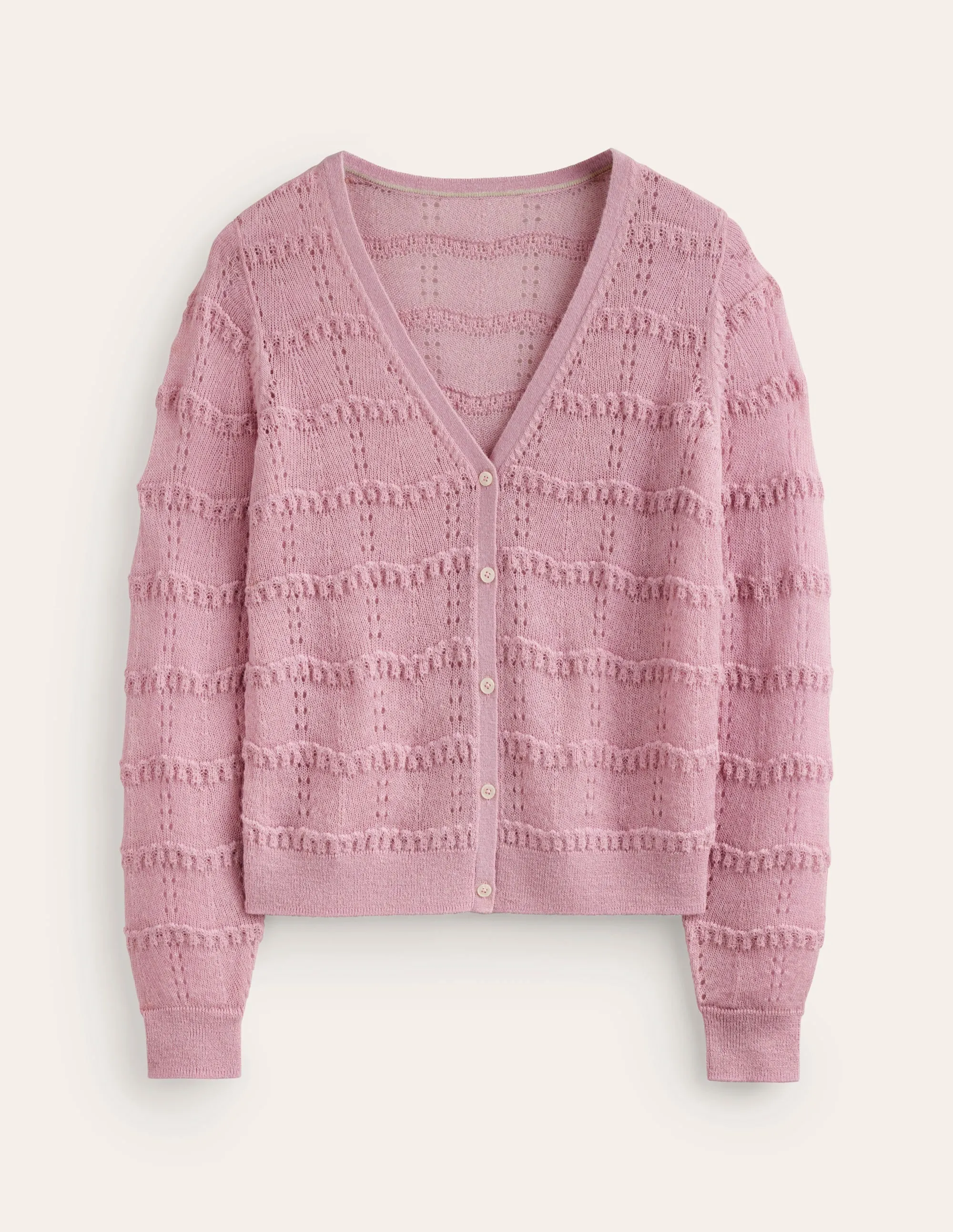 Fluffy Pointelle Cardigan-Spring Blossom Pink