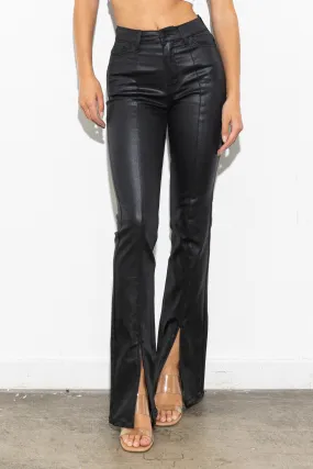 Front Split Faux Leather Pants