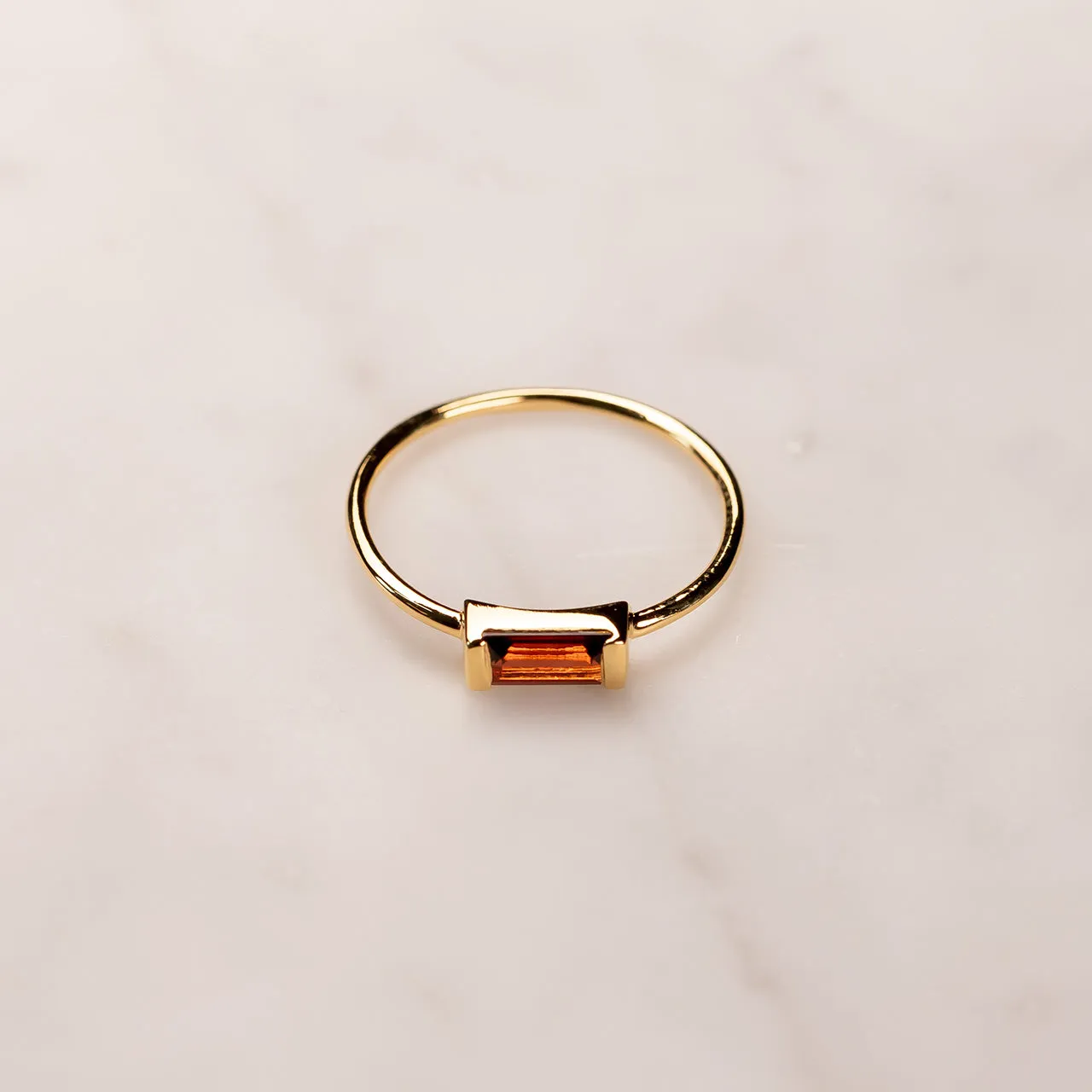 Gold Vermeil Garnet Baguette Mini Ring