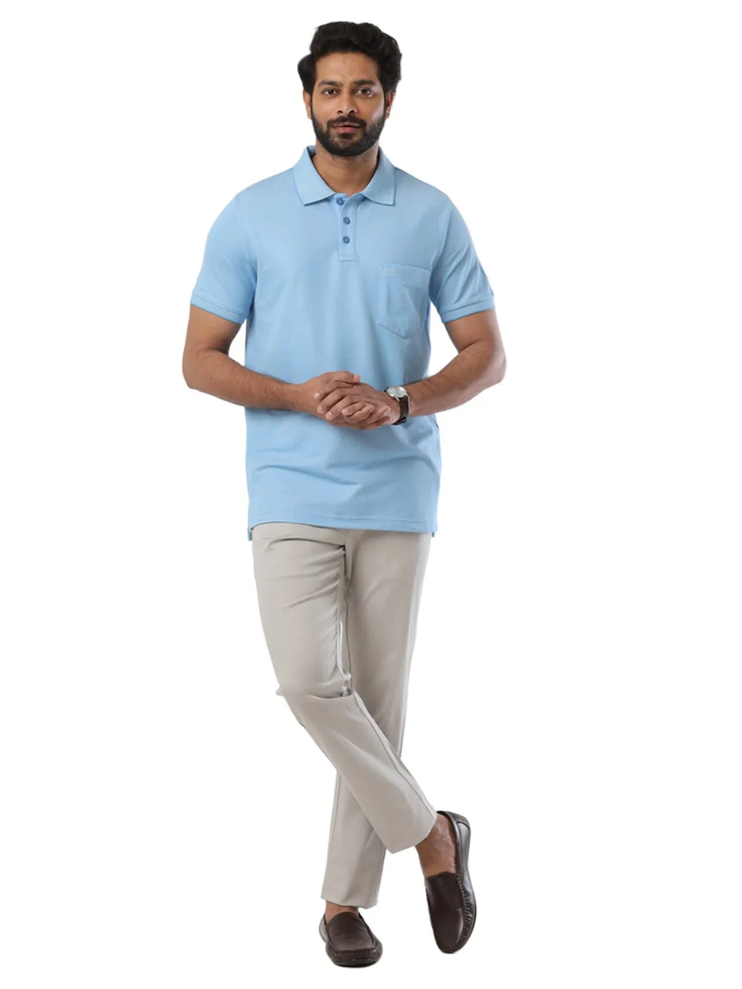 Golf Polo - Pastel Blue T-Shirts For Men | Ariser